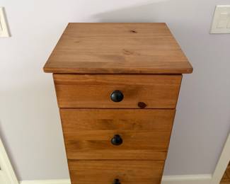F24 - $50. Ikea Chest of Drawers. Measures 15.5" x 15.5" x 50" tall. All 5 drawers slide easily. Excellent condition. 