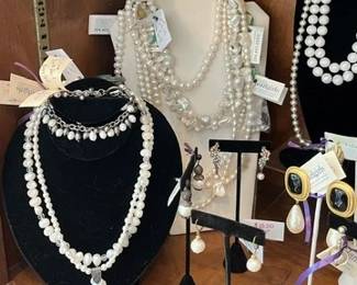 Clip Earrings and Pearl Necklaces