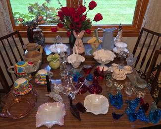 Fenton birds, pottery, Fenton bowls