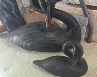 Wooden black swans