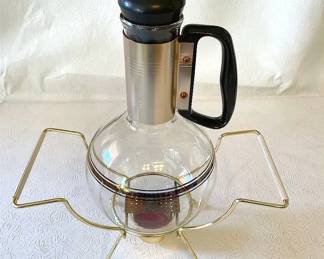 MCM Silex Glass Coffee Carafe And Gold Metal Warmer