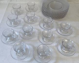 Candlewick Tea Set, Plates And Fostoria Stemware