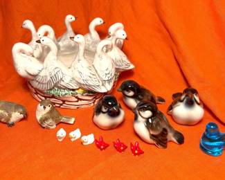 Flock And Gaggle Of Friendly Ceramic Decorations