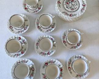 Indian Tree Stanfordshire Ware Tea Cups And Buscuit Plates