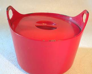 Vintage Rosenlew Time Sarpaneva Red Enamel Lidded Pot