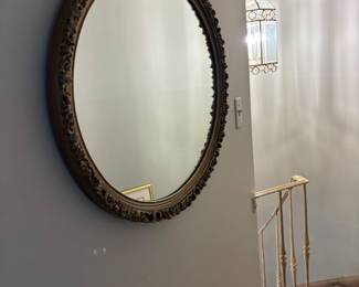 Vintage gold gilded oval mirror 