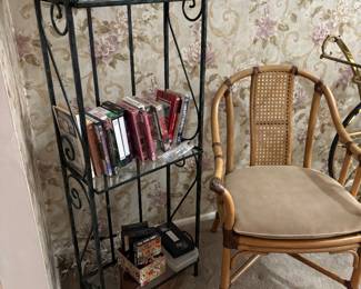 Bamboo accent chair and shelf 