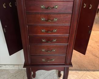 Mahogany standing jewelry box 