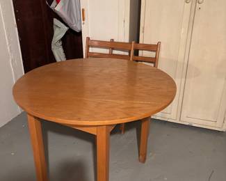 Mcm round collapsible and 2 foldable chairs 