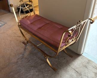 Antique gold gilded harp bench 