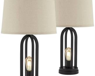 Lot 009 Lot 9 Pair of Possini Euro Design Marcel Table Lamps LED Nightlights USB Ports
