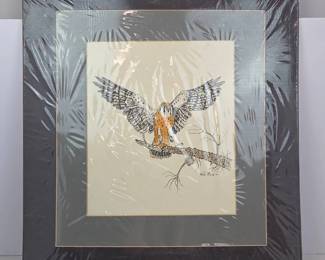 Lot 168 S Lot 168 Wade Rawls Original Signed Pen and Ink and Colored Pencil American Kestrel Ill