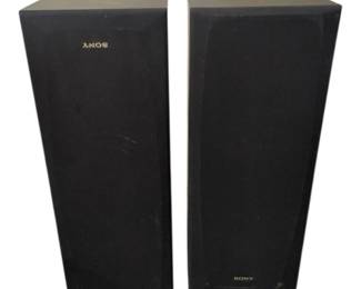 Lot 076 S Lot 76 Sony Floor Standing Speakers Pair Black Woodgrain Finish Audio