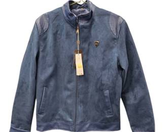 Lot 073 Lot 73 BV Clothing Blue Faux Suede and Leather ZipUp Jacket