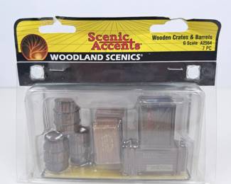 Lot 137 Lot 137 Scenic Accents Woodland Scenics A2564 Wooden Crates and Barrels G Scale 7 piec