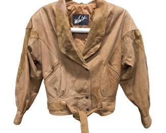 Lot 074 Lot 74 Winlit Brown Leather Jacket with Snakeskin Trim Vintage Style