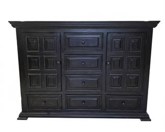 Lot 002 Lot 2 Nero Lupo Isabella Black Dresser 6 Drawers 2 Cabinet Doors