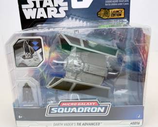 S Lot #129 - Star Wars Launch Edition Micro Galaxy Squadron Darth Vader's TIE Advanced #0016 5” x 2”