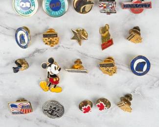 Lot 184 L Lot 184 Collection of Vintage Enamel and Metal Pin Badges Featuring Mickey Mouse Canad