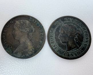 Lot 100 Lot 100 Antique 1861 1876 Canadian One Cent Coins