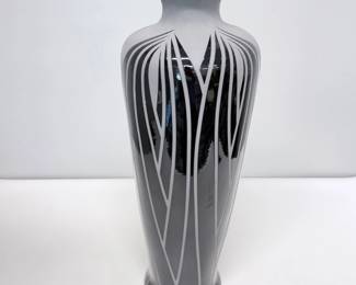 Lot 039 Lot 39 Art Deco Style Black Frosted Grey Glass Vase