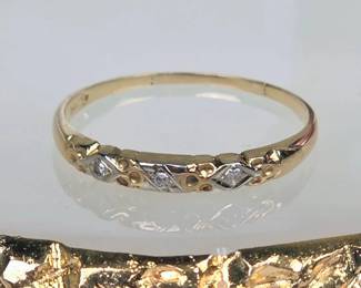 Lot 190 L Lot 190 Art Deco 14K Yellow White Gold Diamond Wedding Band