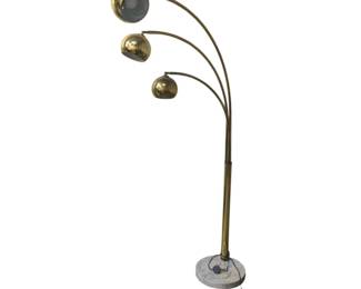 Lot 077 S Lot 77 MidCentury Brass Arc Floor Lamp with Marble Base