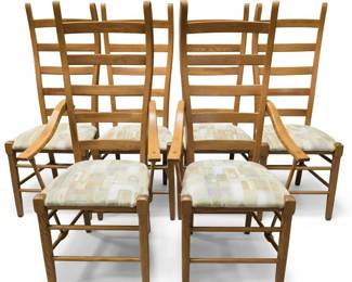 Lot 066 Lot 66 Set of Six 1976 Lane Furniture Gio PontiStyle Tall Ladder Back Dining Chairs wit