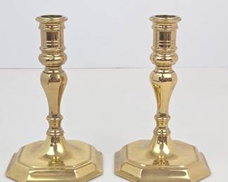 Lot 172 Lot 172 Baldwin Brass Candlesticks Pair Hexagonal Base Vintage American Made