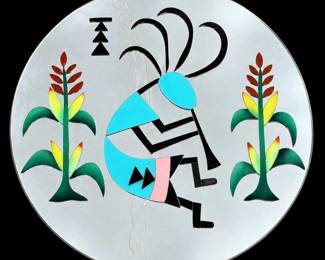 Lot 025 Lot 25 Native American Southwestern Accent Mirror Kokopelli with Corn Motif