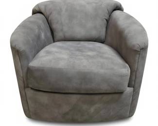 Lot 023 Lot 23 Sofa Mart Modern Gray Microfiber Barrel Swivel Rocking Chair Contemporary Upholst