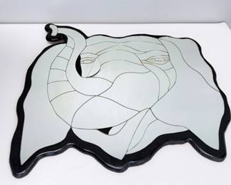 Lot 028 Lot 28 Elephant Shaped Decorative Mirror with Black Framed Contours