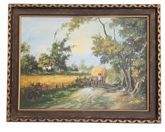 Lot 064 Lot 64 Framed Original Oil on Canvas Landscape Painting by Tamy Tseng Wall Art Vintage