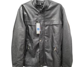 Lot 071 Lot 71 BV Clothing Black Faux Leather Jacket with Snap Buttons and Zipper Pockets