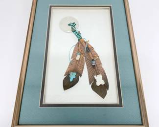 Lot 016 Lot 16 Oberkirsch Designs Signed Copper Feather MixedMedia Wall Art Southwestern Native
