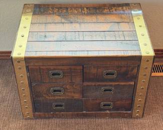 Lot 191 L Lot 191 Rustic Wooden 6Drawer Storage Chest with Brass Accents and Multiple Drawers