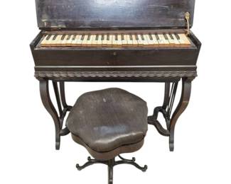 Lot 070 Lot 70 Antique Rosewood Melodeon Piano Early PumpDriven Reed Organ with Adjustable Stoo
