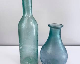 Lot 005 Lot 5 Pair of Vidrios San Miguel Recycled Glass Vases Handmade in Spain