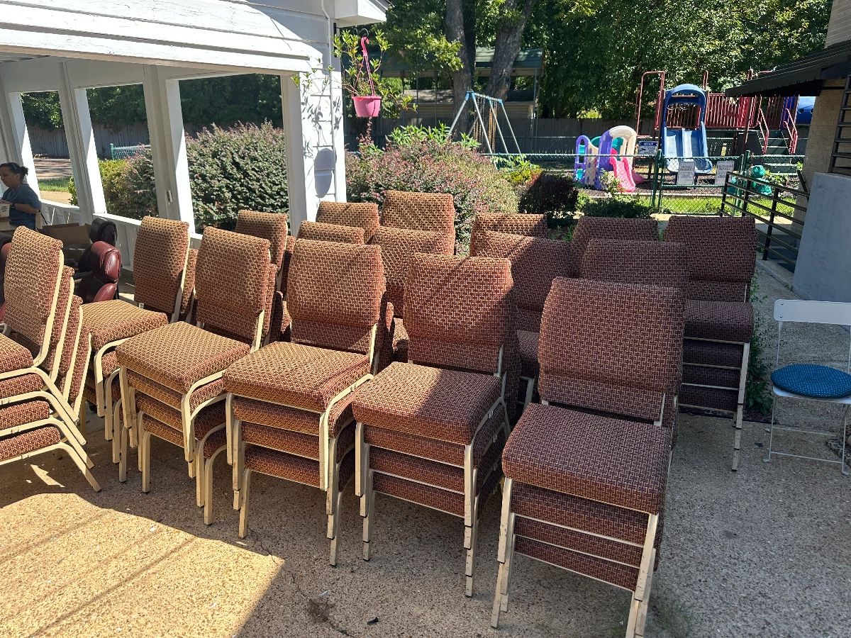 two lots of chairs 100 and 30 they are like new, they are interlocking church chairs.
