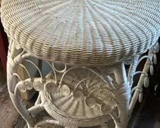 White Wicker small table
