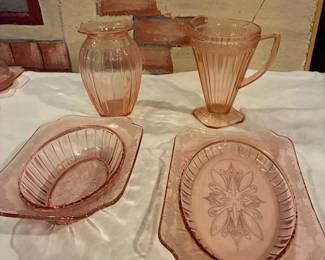 'Adam" depression glass pitchers and serving bowls