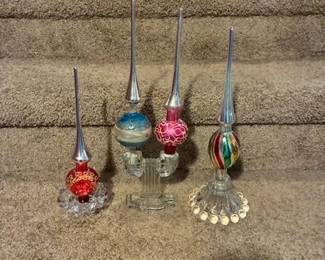 1930's-40's glass blown tree toppers, Glass candle stick holders