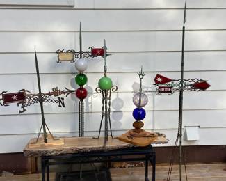 Lightning rods, weathervanes and glass balls