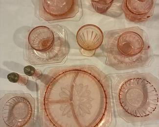'Adam' pink depression glassware (Jeanette Glass Co.)