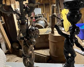Antique Cupid lamps