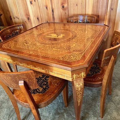 Ornate Wood Multi Game Table and Chairs LR2SA