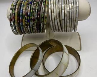 Mother of Pearl  Cloisonn Brass Bangles STSS