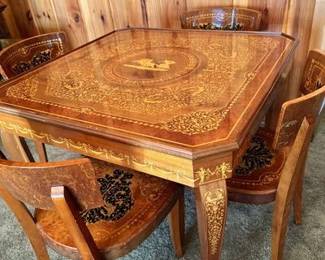 Ornate Wood Multi Game Table and Chairs LR2SA