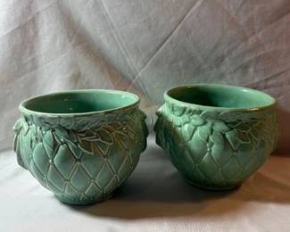 McCoy Pottery DiamondQuilted Pots LR3SF