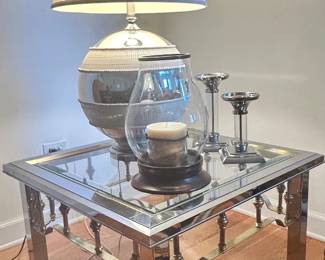 Maison Jansen Style Chrome and Brass End Table